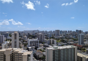 Great vistas mountains, Diamond Head and city views on cool side of building